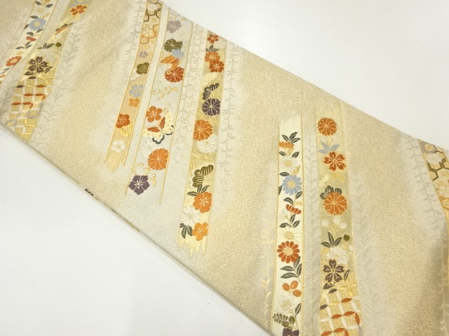 JAPANESE FUKURO OBI / WOVEN FLOWER & BIRD